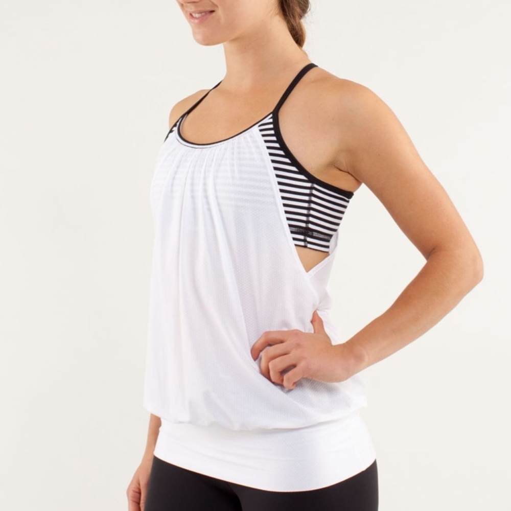 Lululemon No Limits Built In Bra Striped Tank Top Size 4